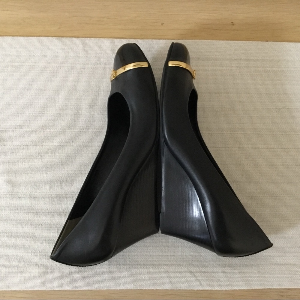 Tory Burch Pacey wedges  Black Patent Leather Cap Toe Shoes For Woman Size 8M - Picture 11 of 13